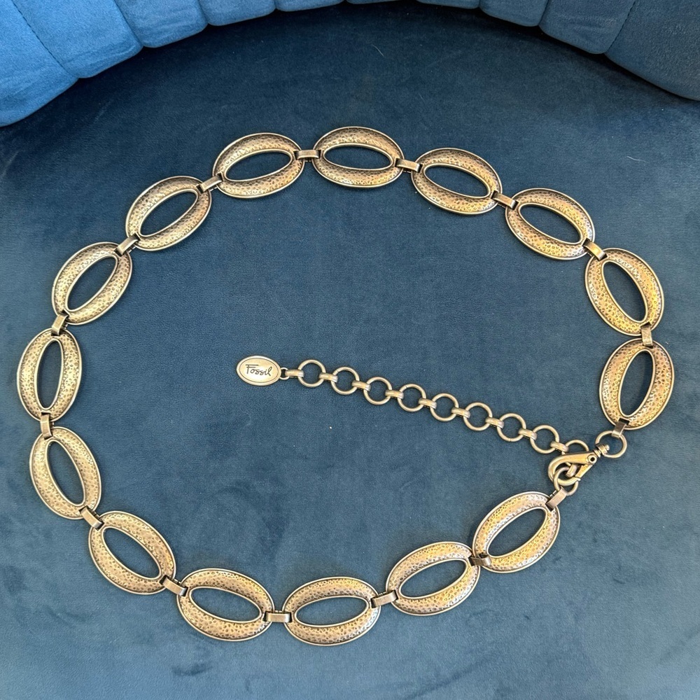 Fossil Belt Chain Loop Hammered Bronze Brushed Up… - image 1